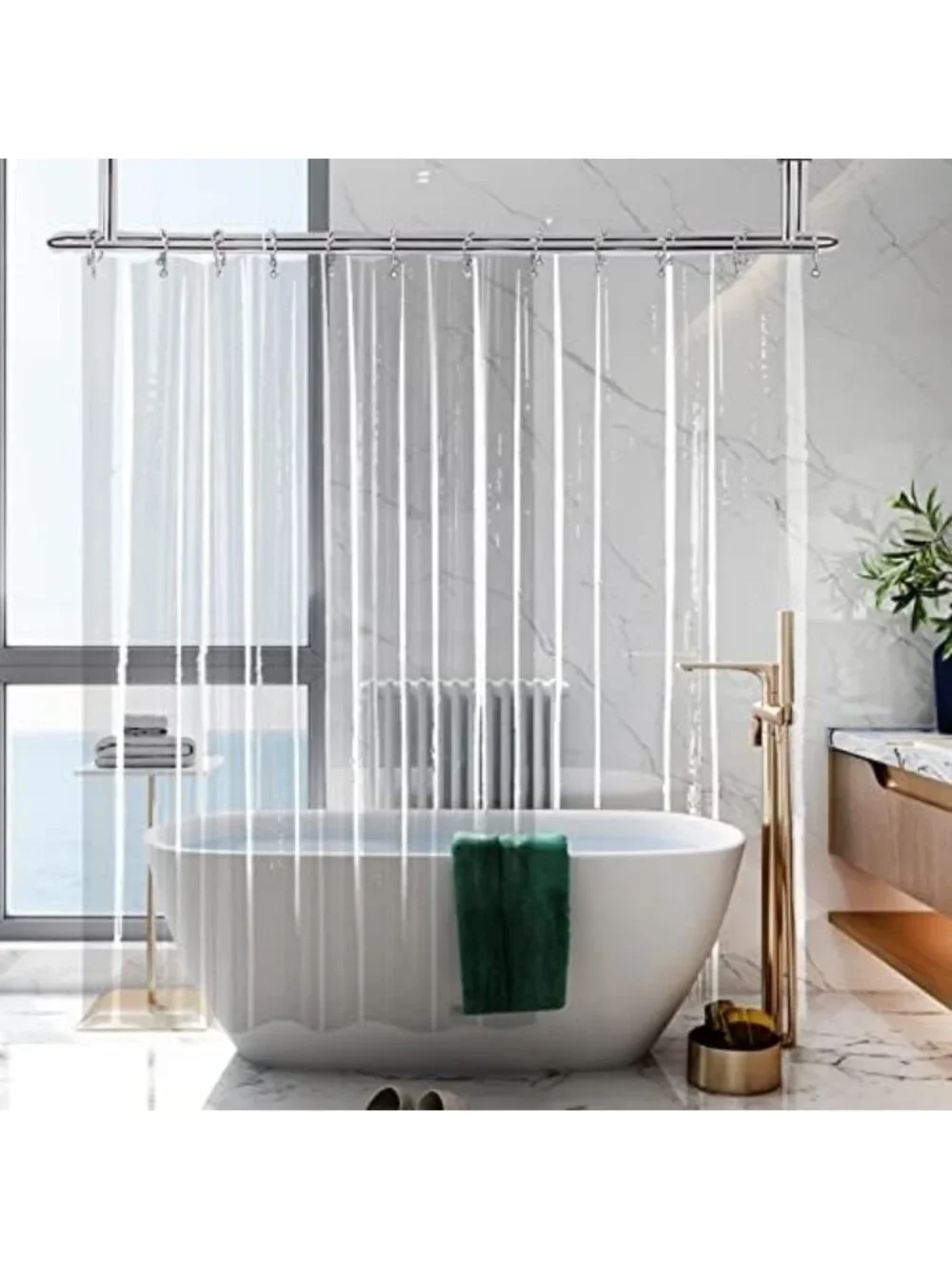 Extra Large Clear Bathroom Curtain Liner 108x78 for Clawfoot Tub & Showers